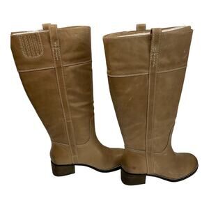 Lucky Brand Women Hybiscus Extra Wide Calf Leather Riding Boots Beige Size 8 1/2